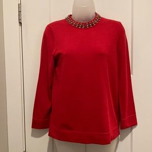Beautiful Jewel 💎 Neckline Sweater, Red, size-S,